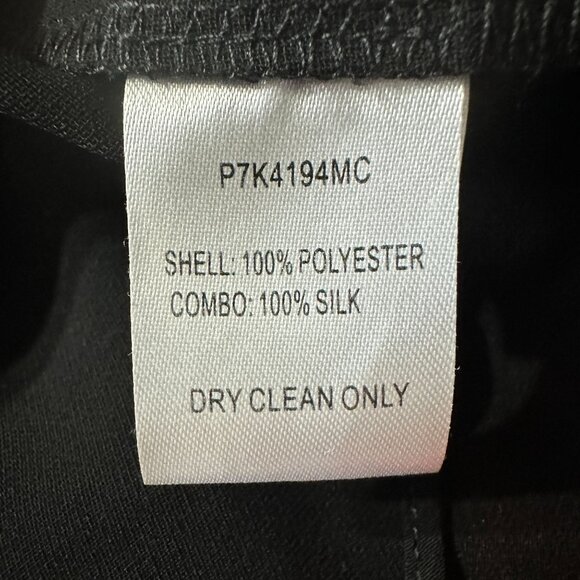 Parker Black Asymmetric Silk Blend Ruffled One-Sleeve Dress  8 - Picture 9 of 9